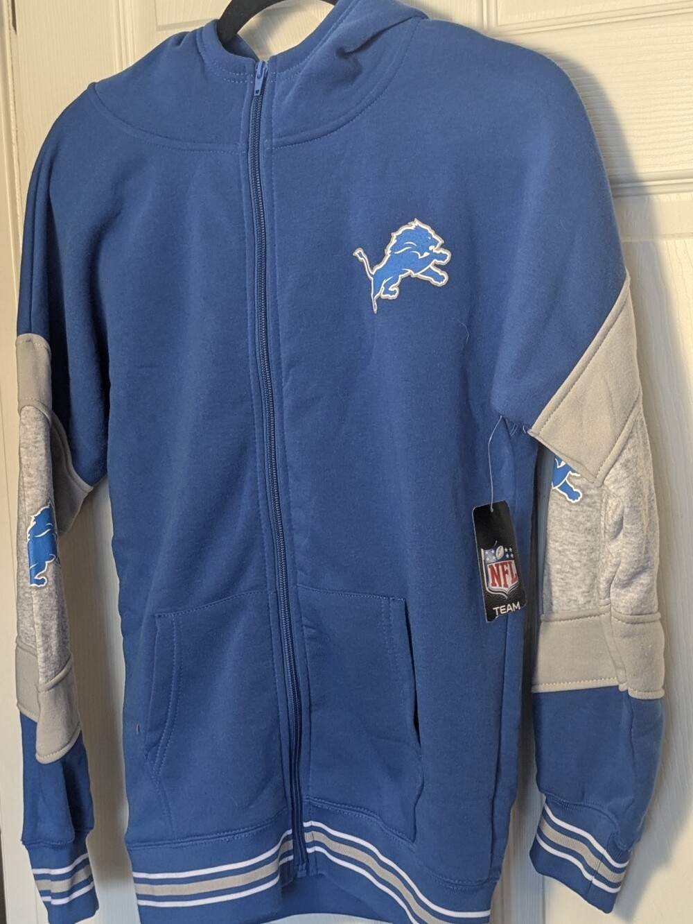 Detroit Lions NFL Team Apparel Youth XL 18/20 Full Zip Hoodie Blue